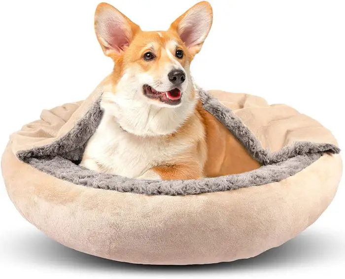 GASUR Anti-Anxiety Dog Cave Bed with Hooded Blanket